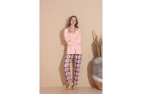Boyraz 08021 Bayan Soft Sendy Düğmeli Pijama Takımı