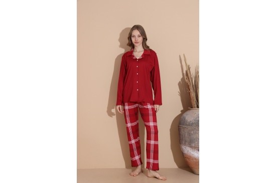 Boyraz 08022 Bayan Soft Sendy Düğmeli Pijama Takımı