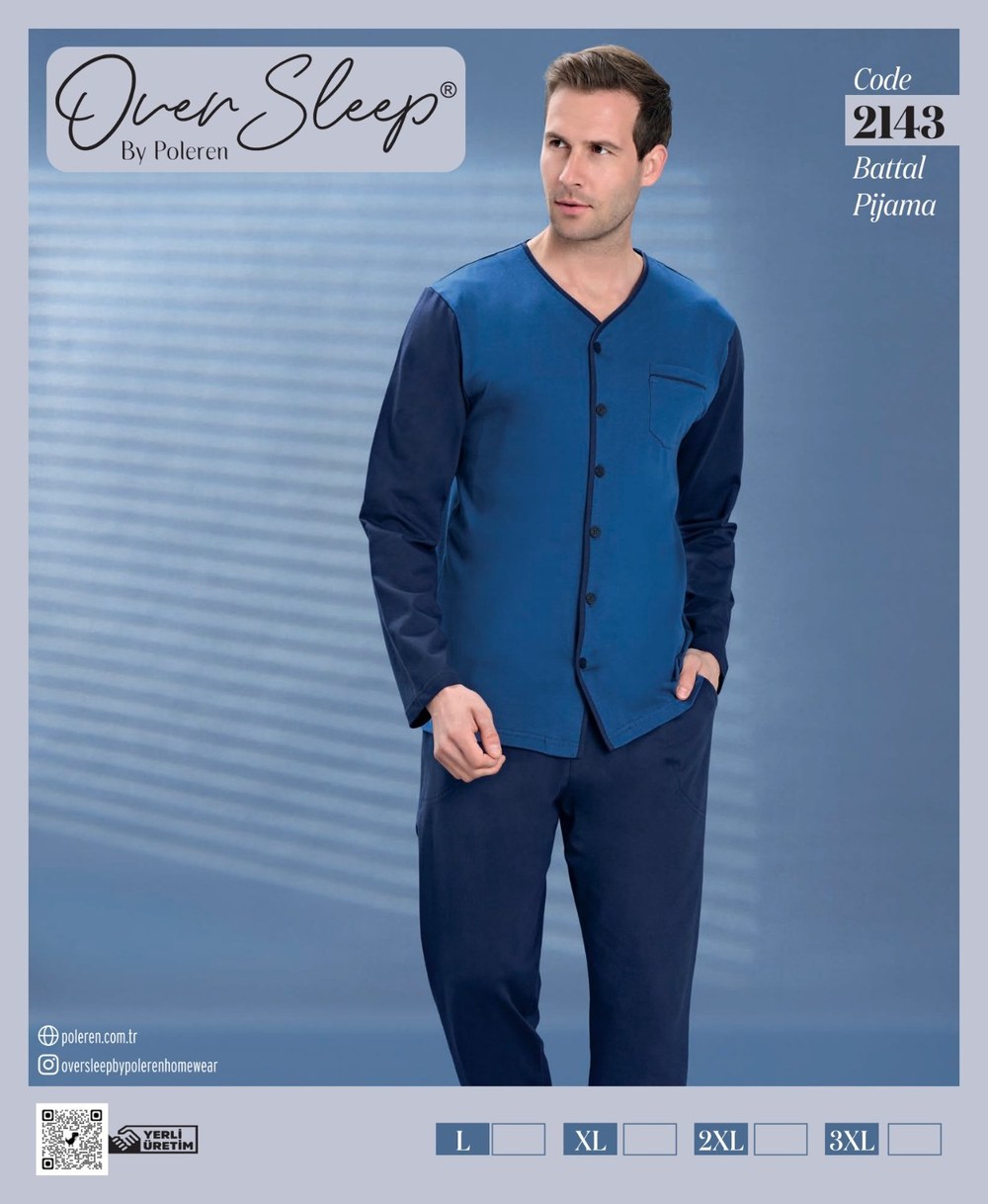 Over Sleep Erkek Poleren Battal Lacıvert Pijama Takım