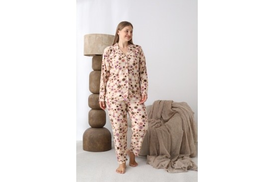Boyraz 02173 Bayan Süet Batt.Düğmeli Pijama Takımı