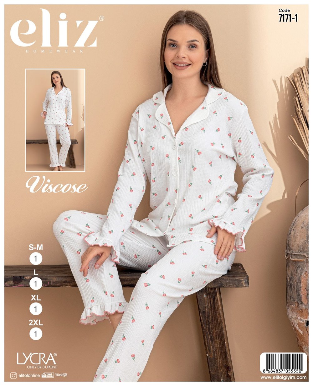 Eliz Bayan Bürümcük Düğmeli Pijama Takım