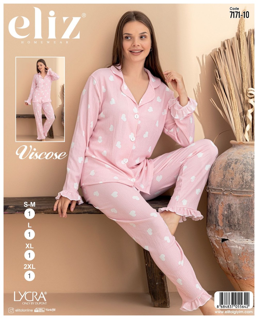 Eliz Bayan Bürümcük Düğmeli Pijama Takım