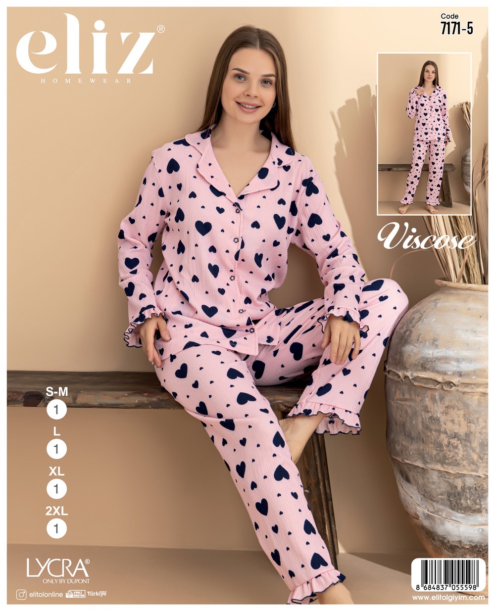 Eliz Bayan Bürümcük Düğmeli Pijama Takım