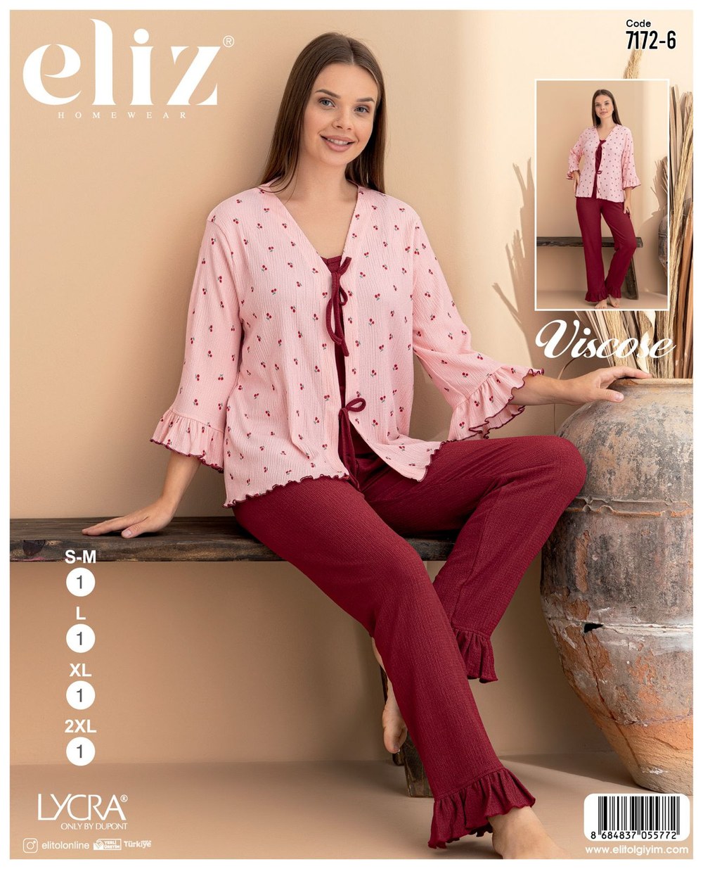 Eliz Bayan Bürümcük Sabahlık Pijama Takım