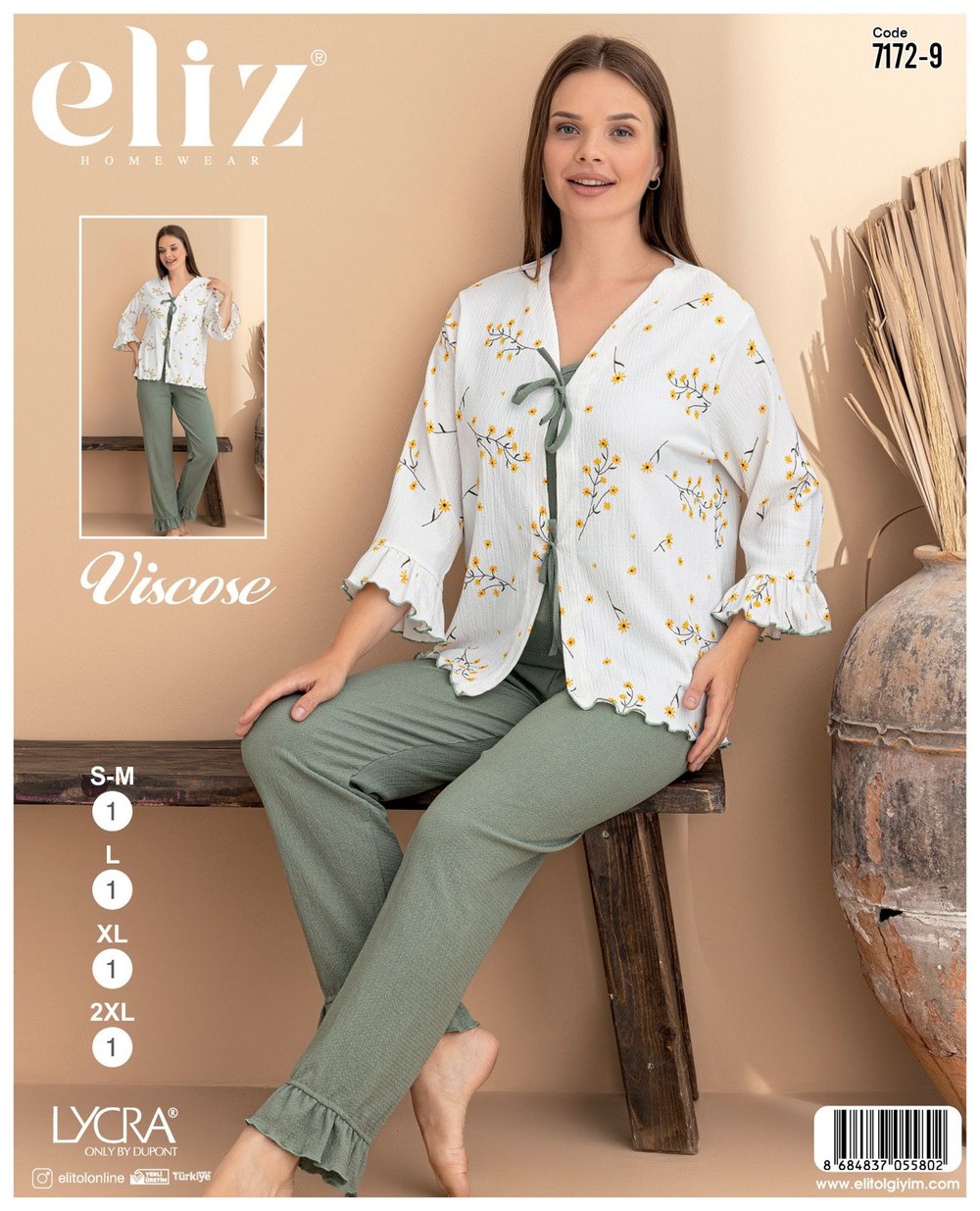 Eliz Bayan Bürümcük Sabahlık Pijama Takım