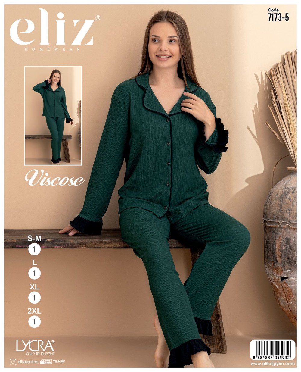 Eliz Bayan Bürümcük Düğmeli Pijama Takım