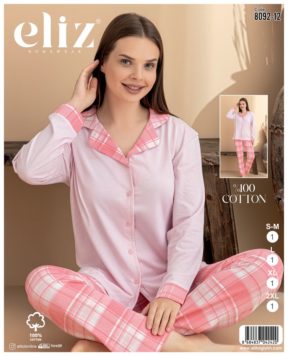 Eliz Bayan Süprem Düğmeli Pijama Takım