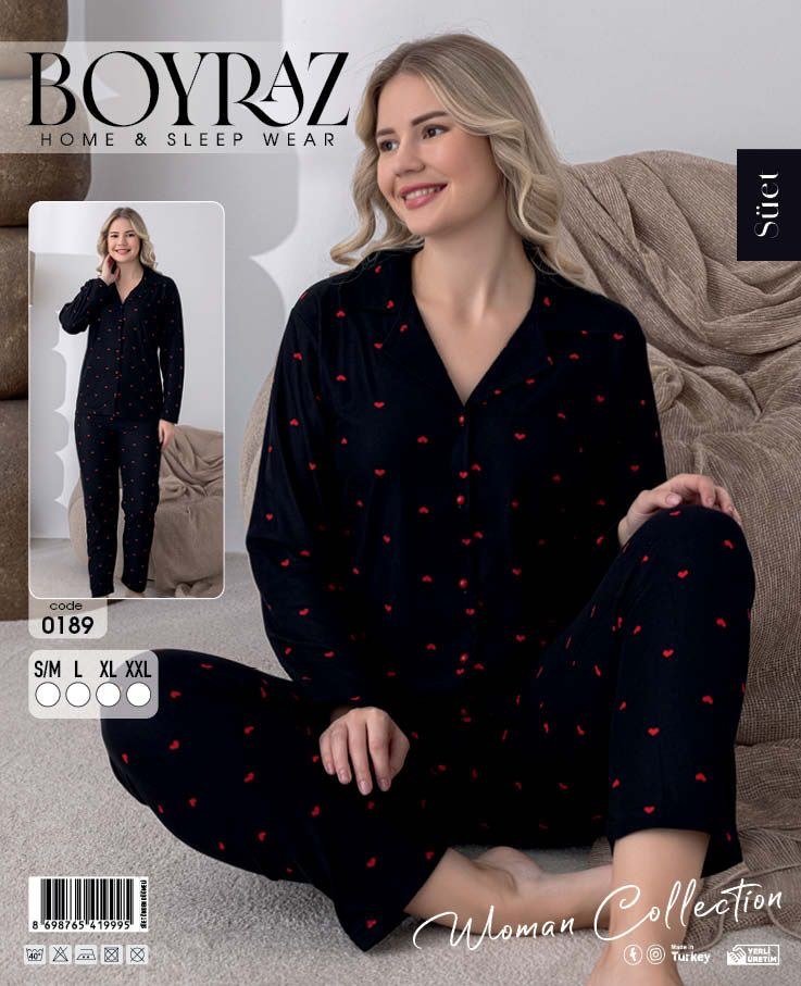Boyraz 0189 Bayan Süet Düğ. U.Kol Pj Takım