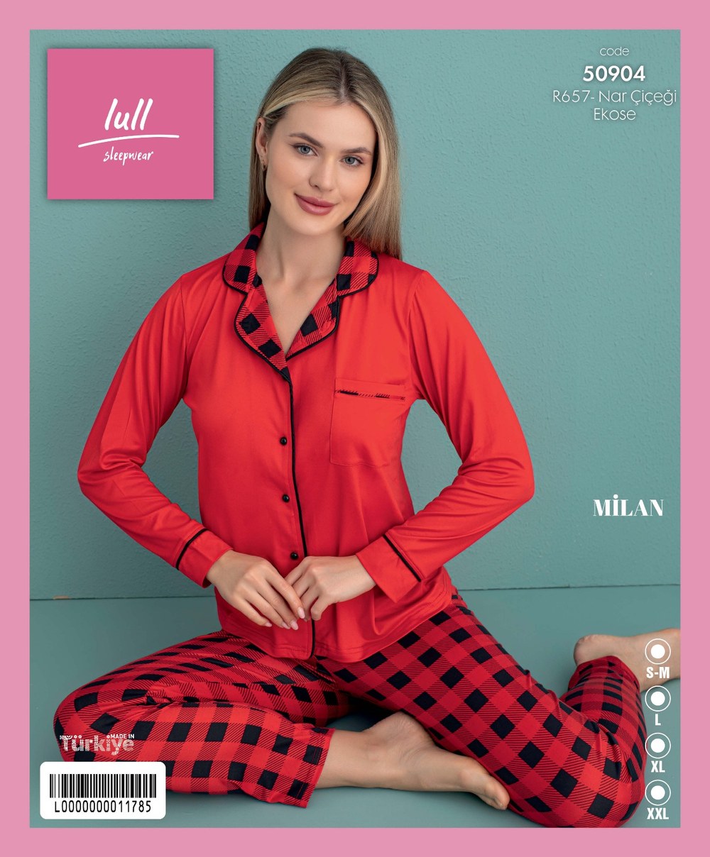 Arcan Milan 50904 Nar Çicegi Ara Biyeli Düğ. Pijama Tkm