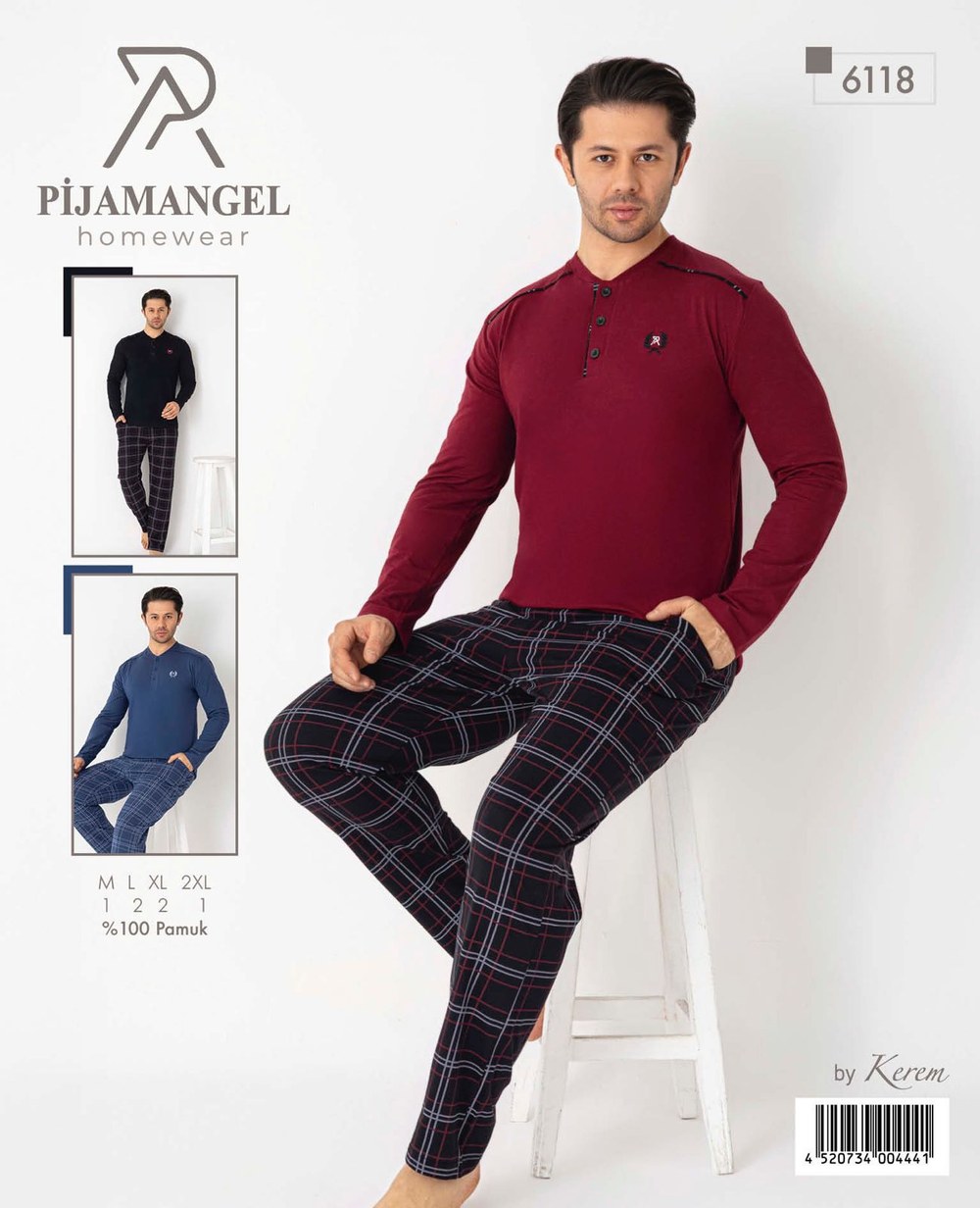 Pijamangel Erkek Penye Süprem U.Kol Pijama Takım