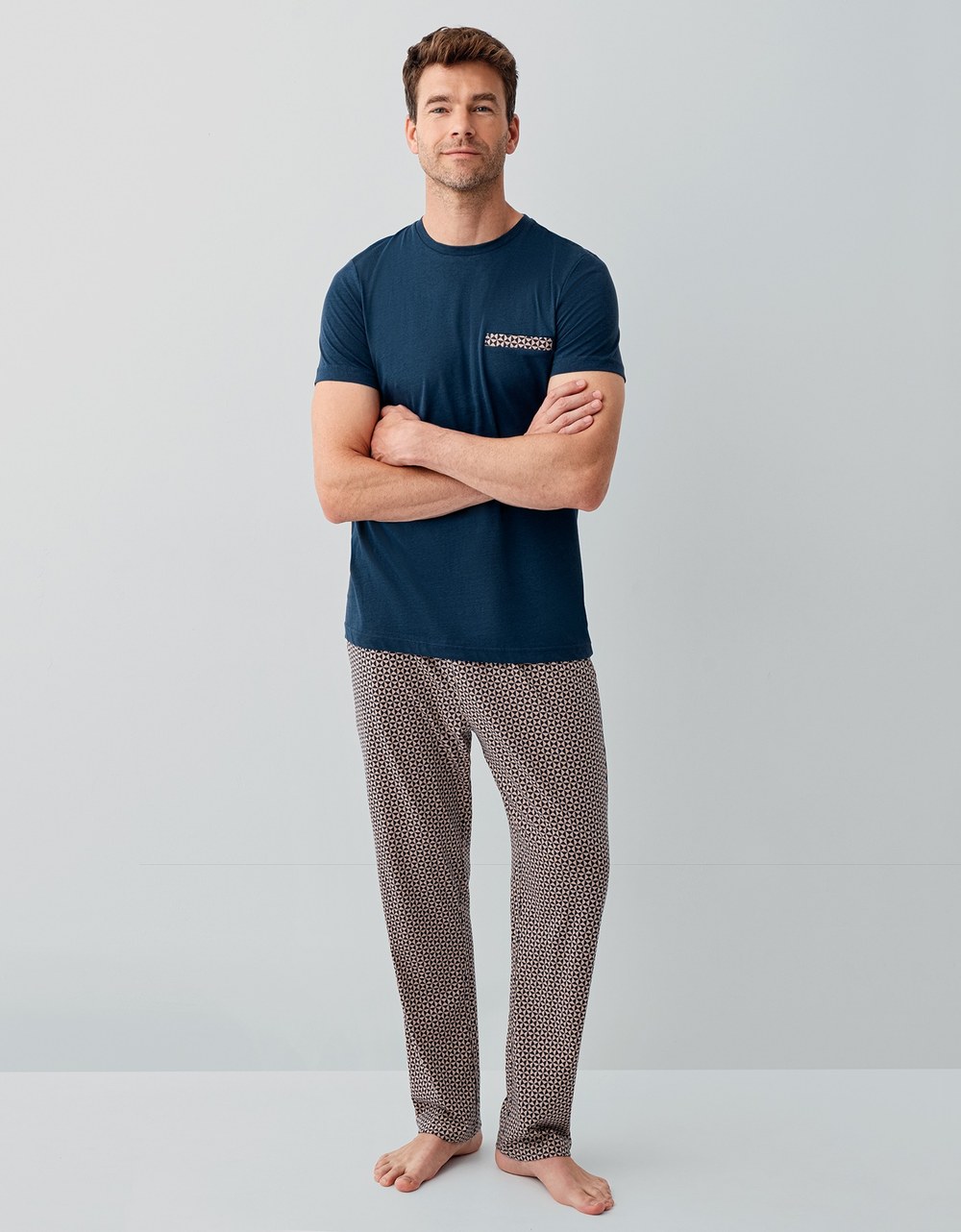 Arnetta AR-3682 Erkek Kısa Kol Koyu İndigo Pijama Takım