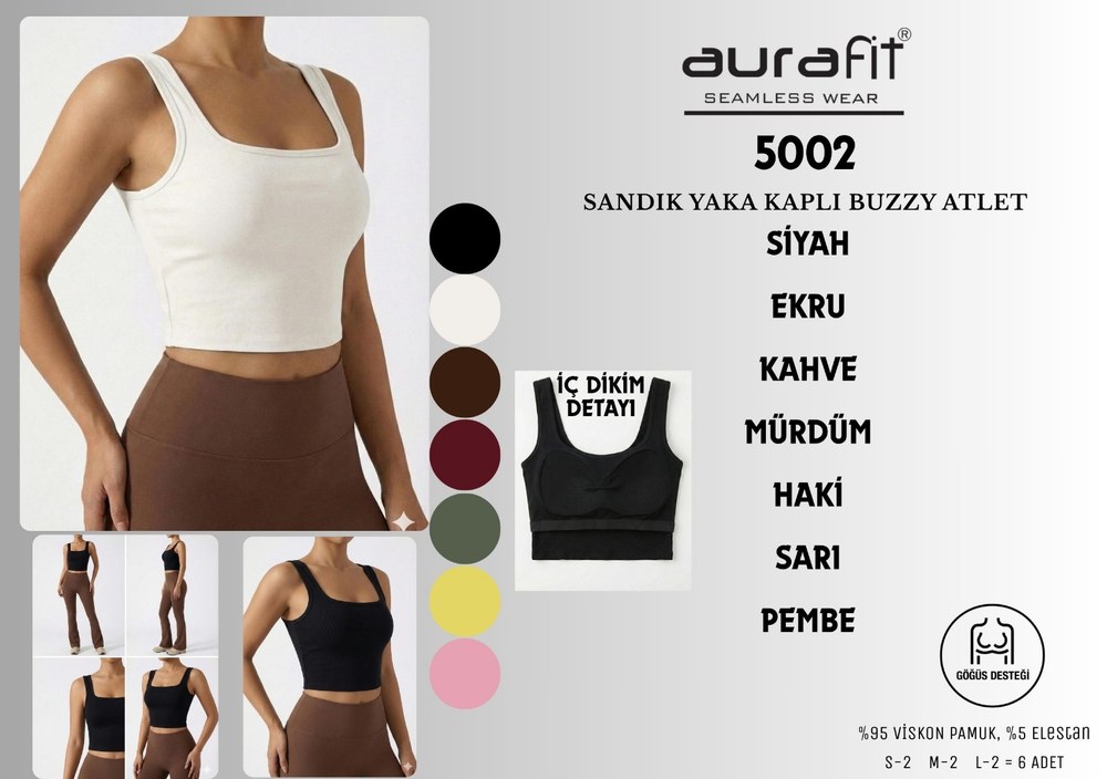 Aurafıt Bayan Sandık Yaka Kaplı Buzzy