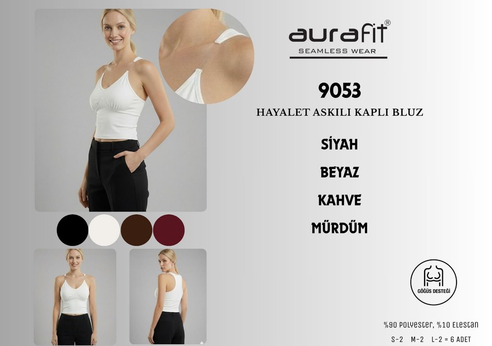 Aurafıt Bayan Hayalet Askılı Kaplı Bluz