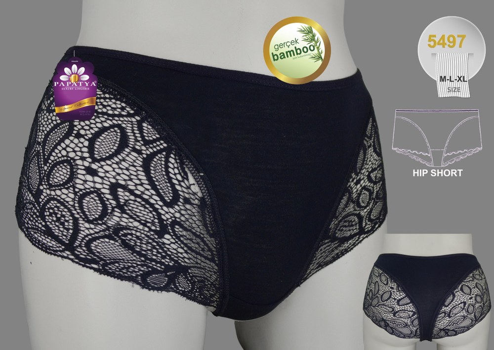Papatya 5497 Asorti Hıpboxer Orta Bamboo Yanlar Bant Dantel