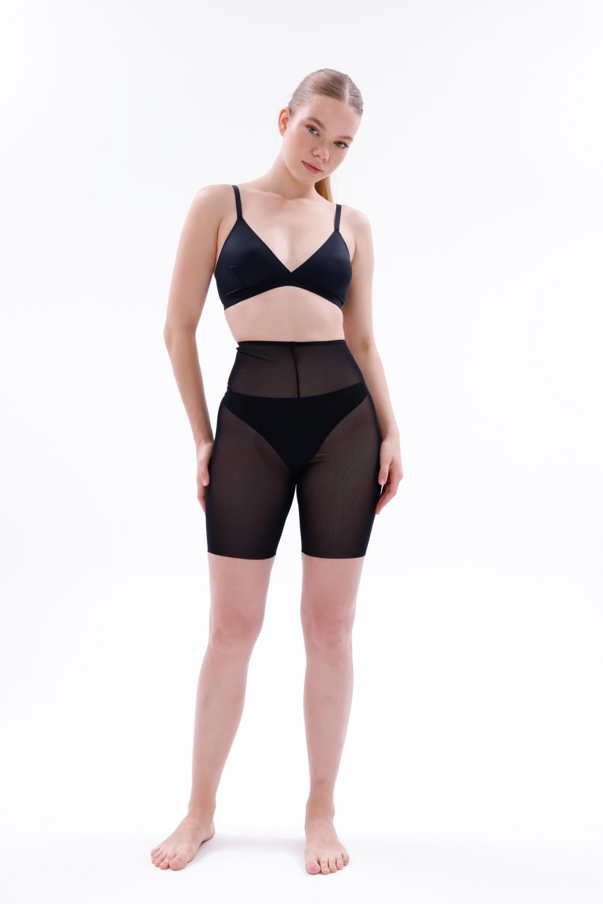 Siyah Emay 2705 Lazer Tül Boxer Hayalet Korse
