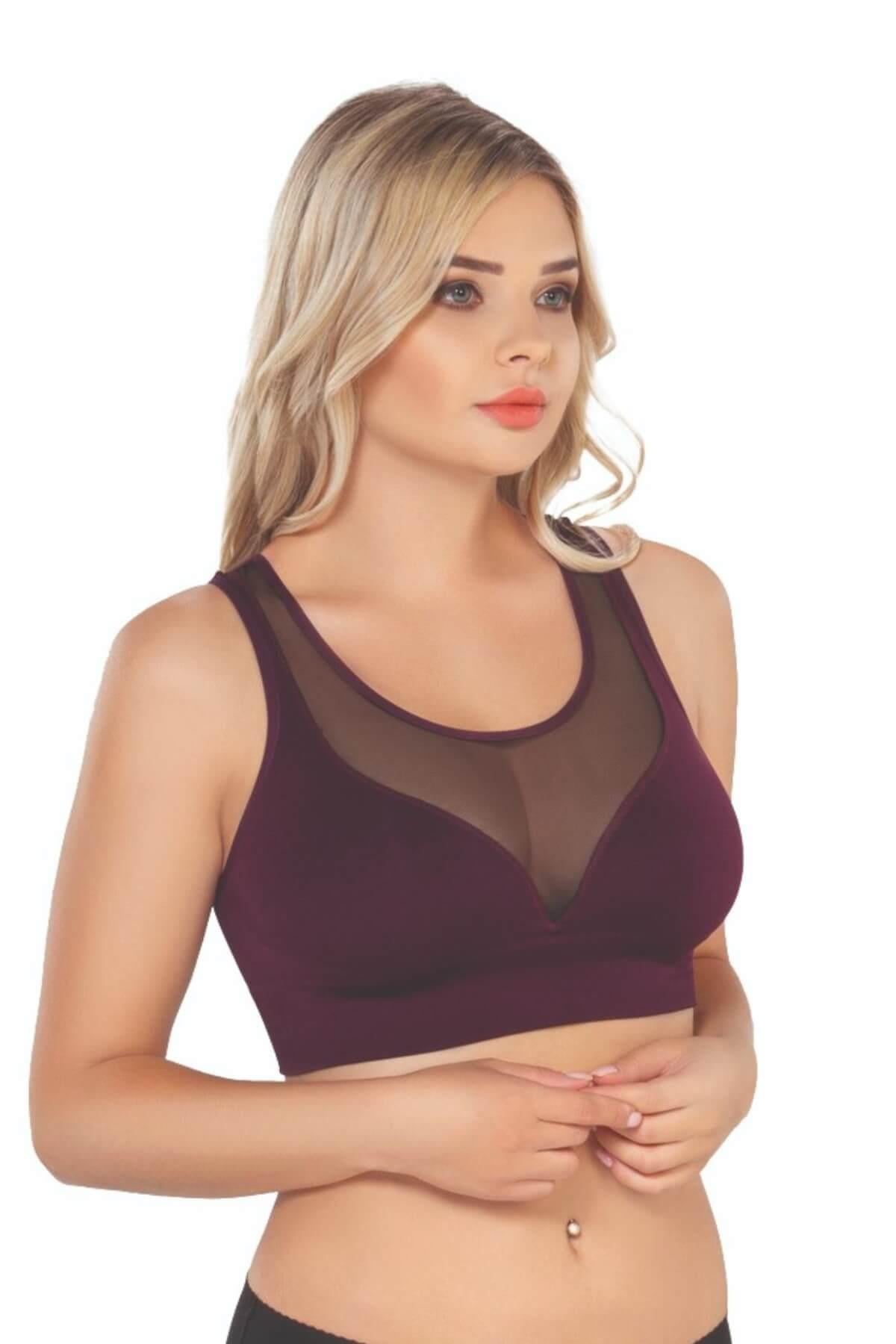 Bordo Emay 4028 Seamless Tül Toparlayıcı Büstiyer