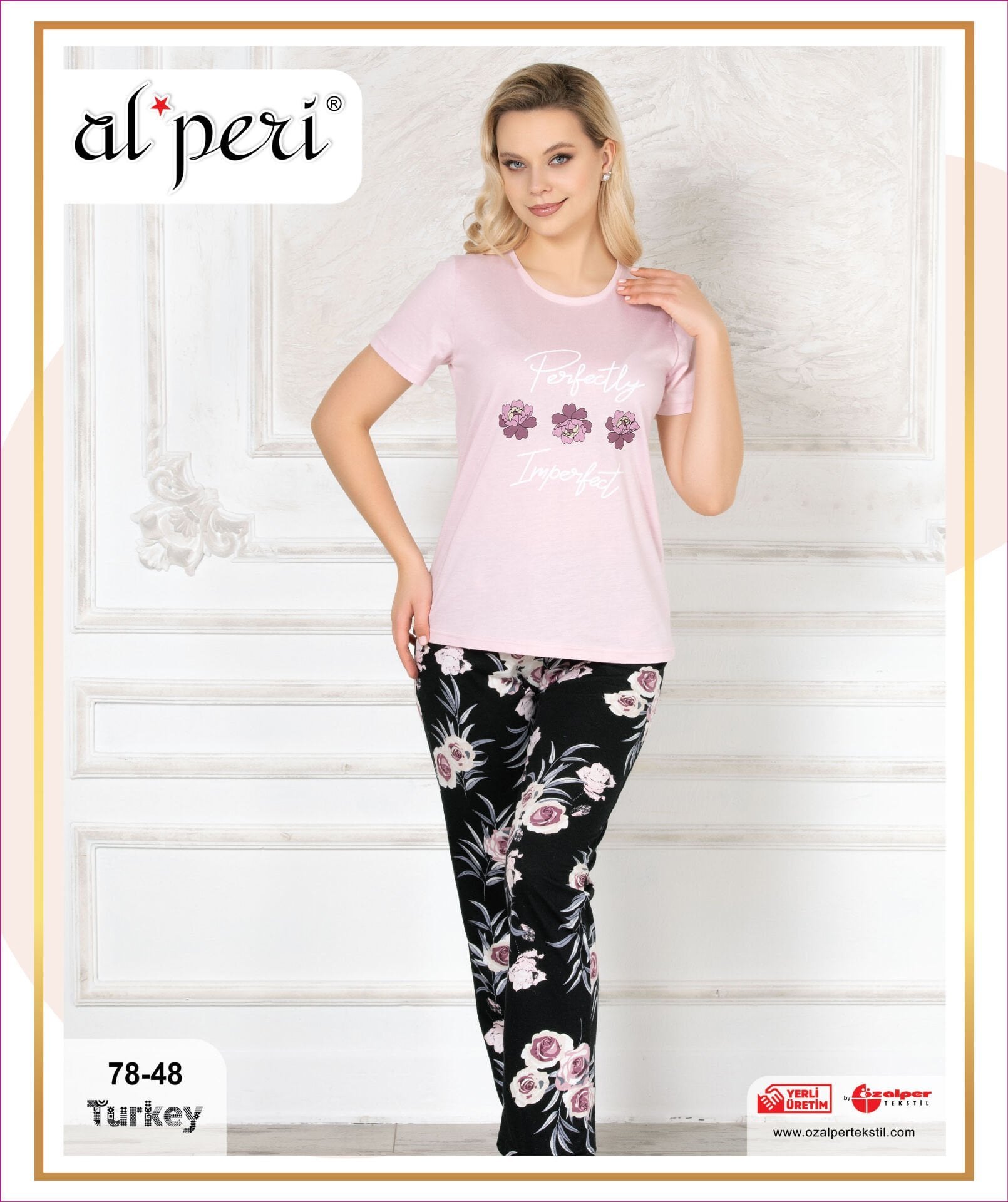 Alperi 78-48 (M-L-XL-XXL) Bayan Kısa Kollu Pijama Takım