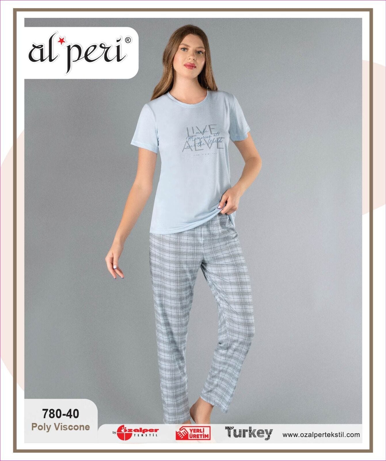 Alperi 780-40 (M-L-XL-XXL) Bayan Kısa Kollu Pijama Takım