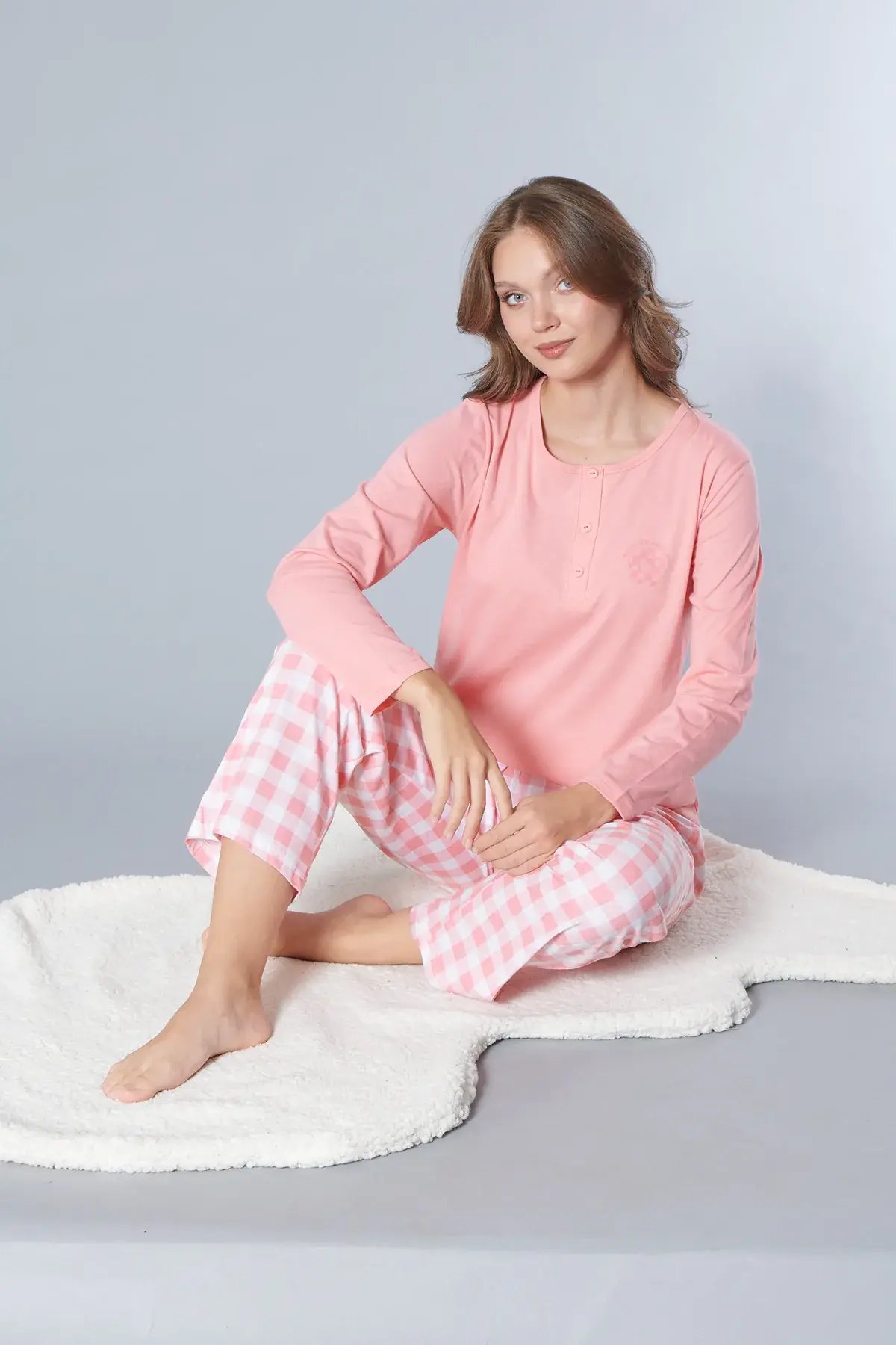 Alperi 79-117 (M-L-XL-XXL) Bayan Uzun Kollu Pijama Takım