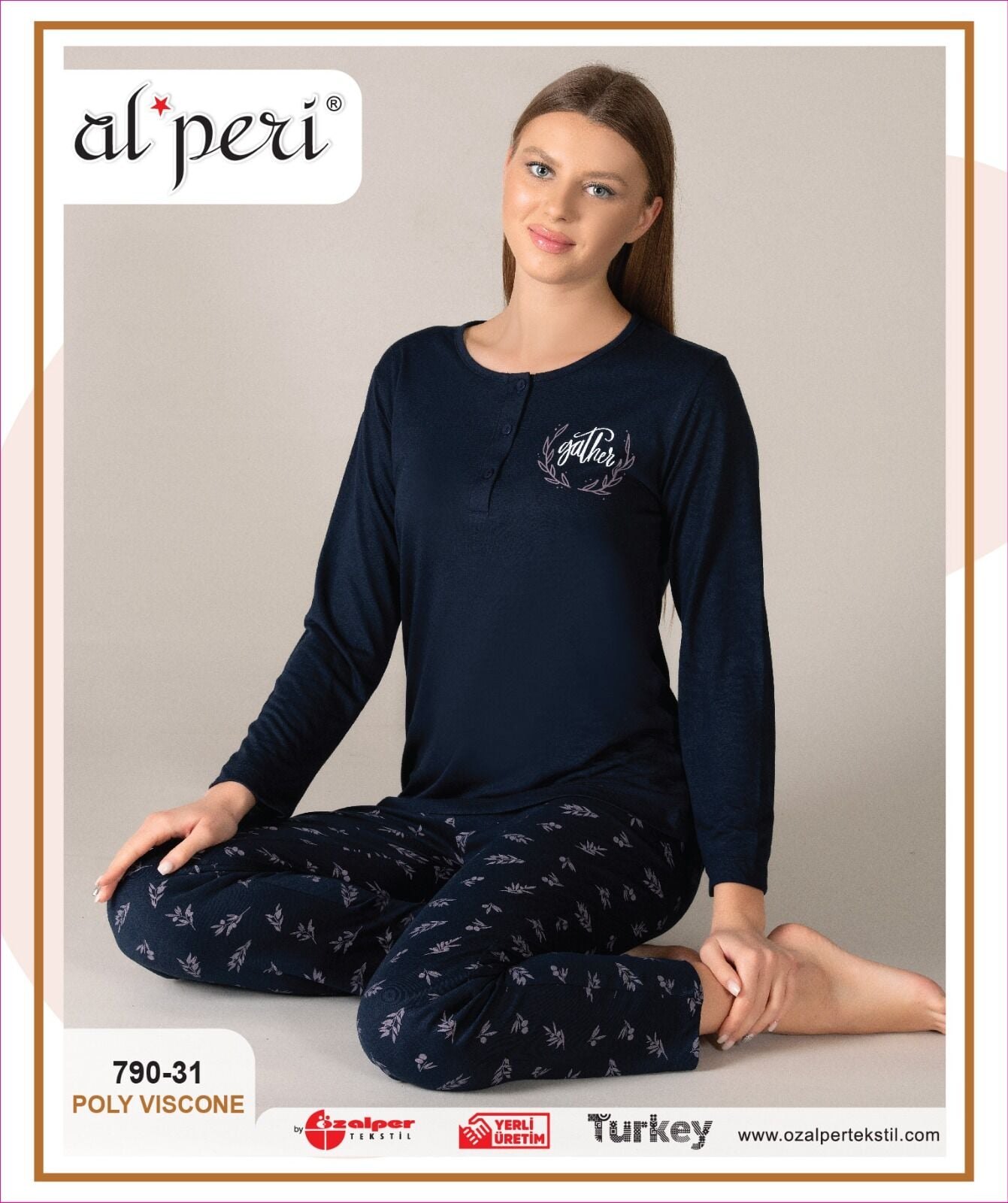 Alperi 790-31 (M-L-XL-XXL) Bayan Uzun Kollu Pijama Takım