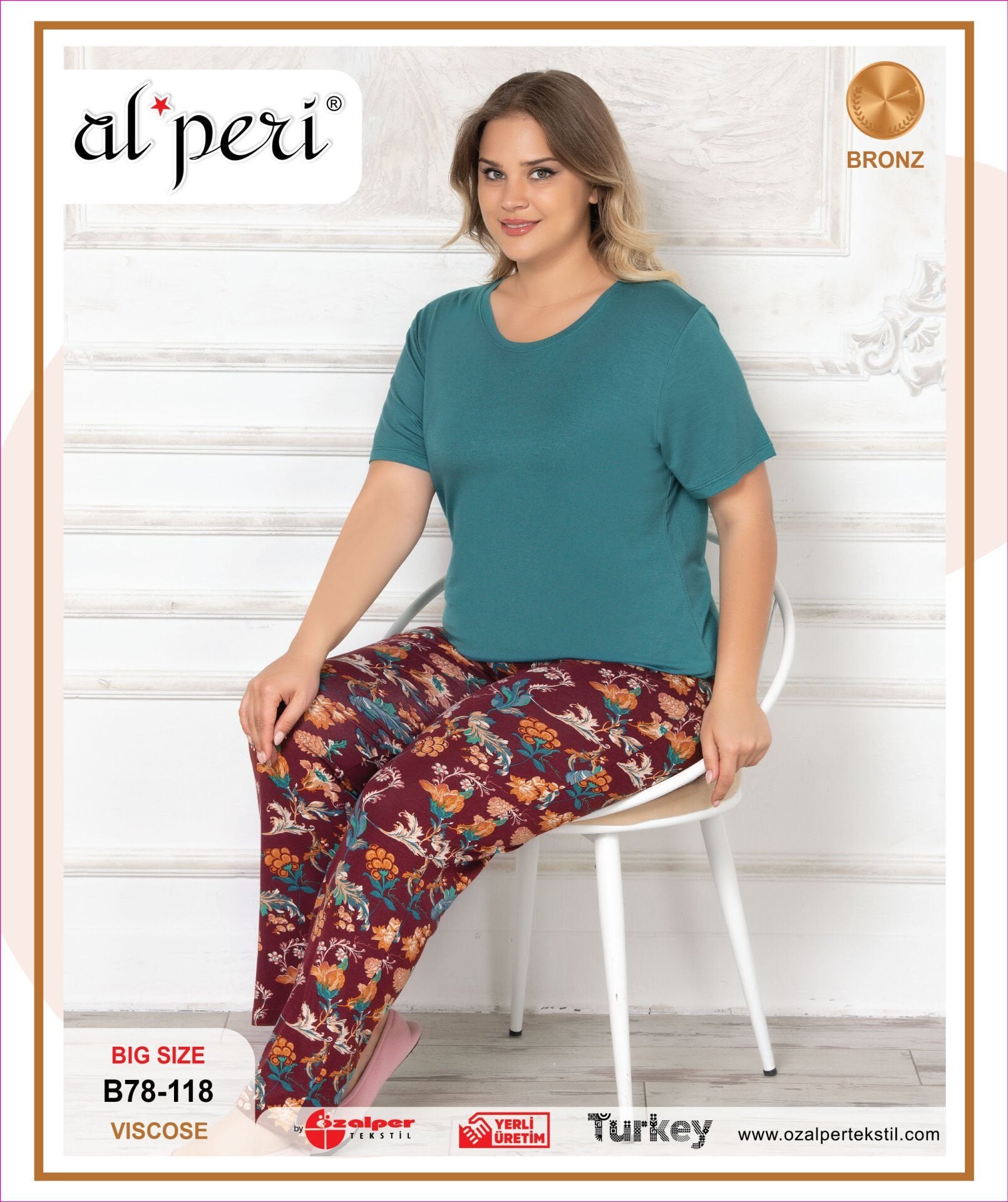 Alperi B78-118 (3XL-4XL-5XL-6XL) Bayan Kısa Kollu Pijama Takım