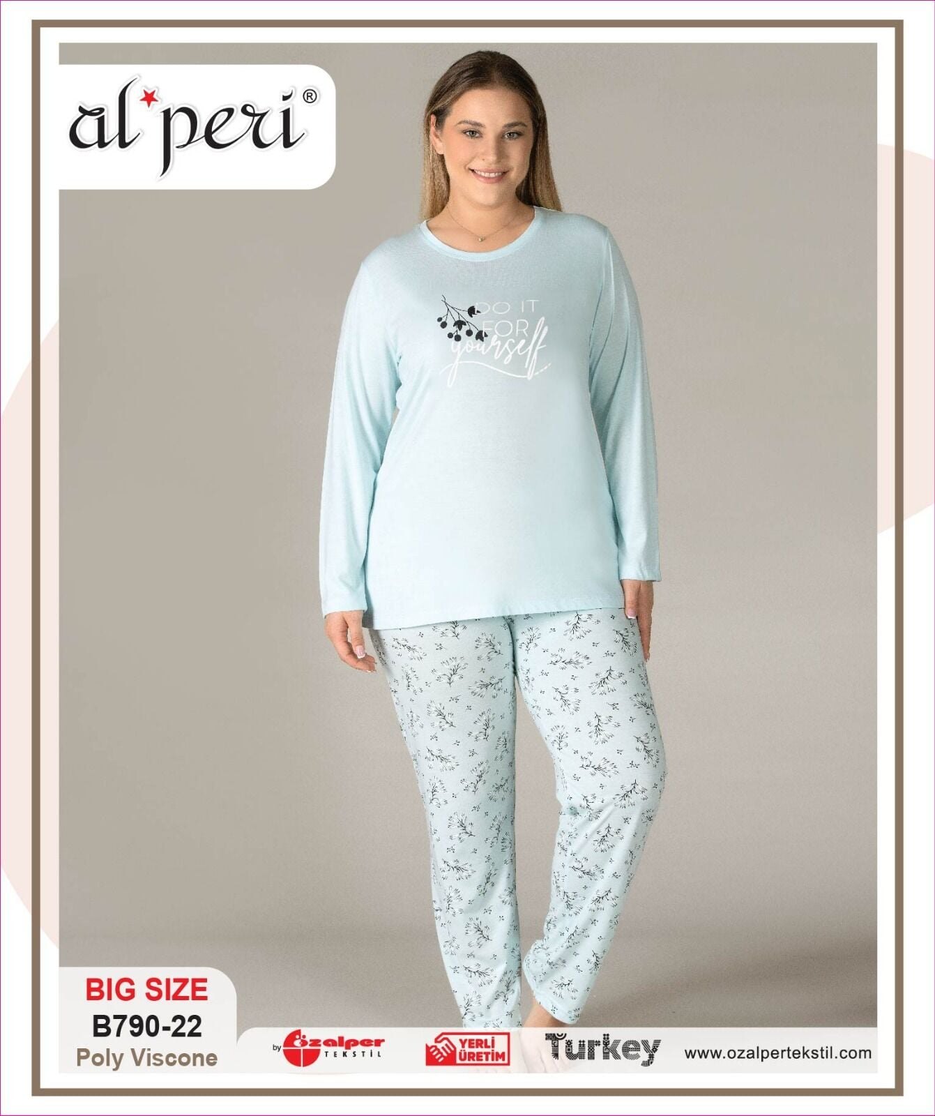 Alperi B790-22 (3XL-4XL-5XL-6XL) Bayan Uzun Kollu Pijama Takım