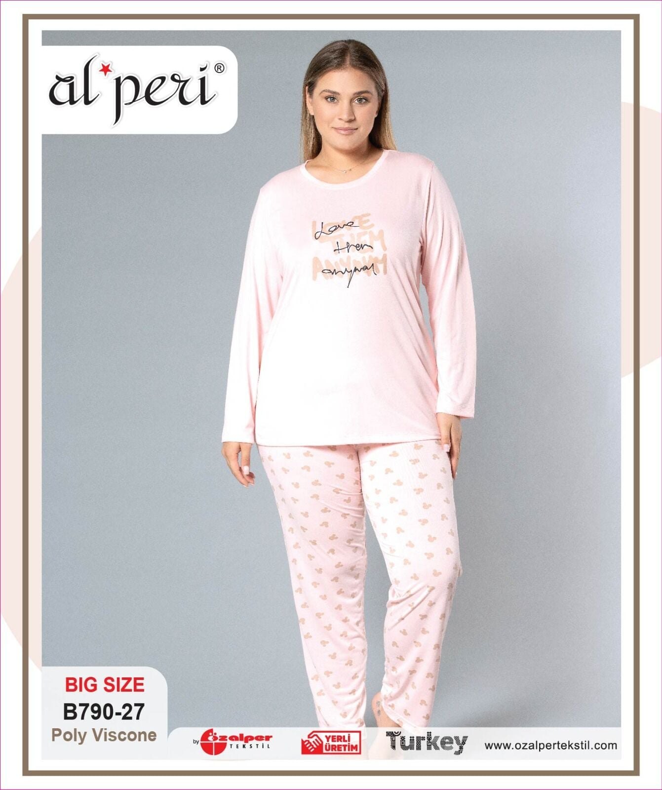 Alperi B790-27 (3XL-4XL-5XL-6XL) Bayan Uzun Kollu Pijama Takım