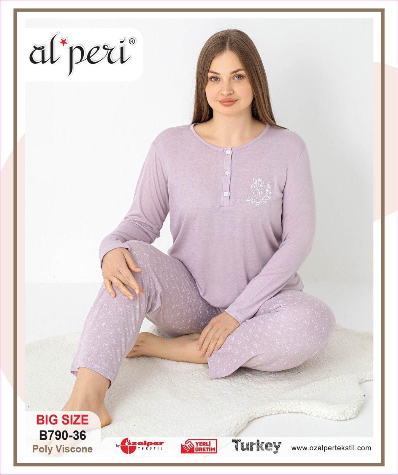 Alperi B790-36 (3XL-4XL-5XL-6XL) Bayan Uzun Kollu Pijama Takım