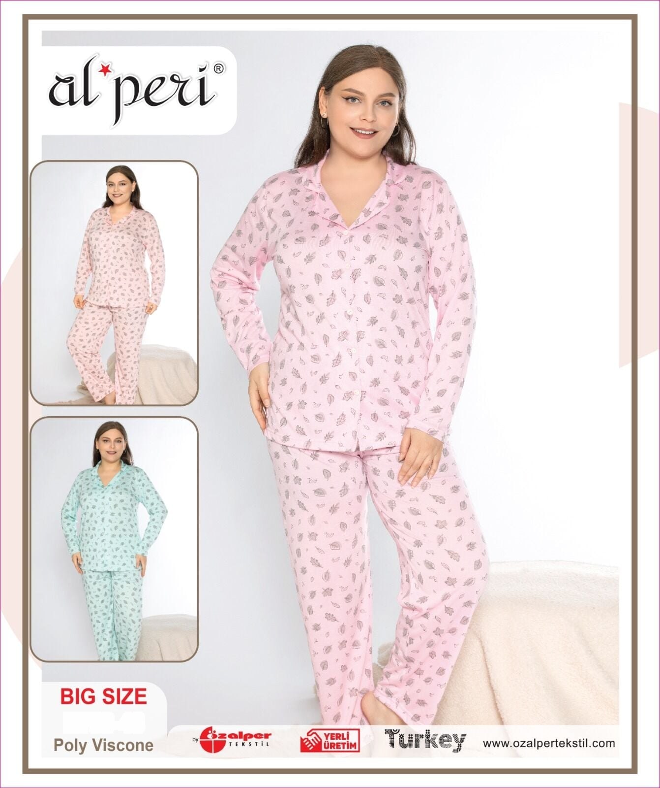 Alperi B790-48 (3XL-4XL-5XL-6XL) Bayan Uzun Kollu Pijama Takım