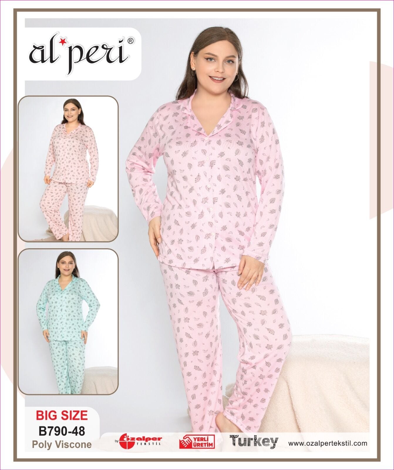 Alperi B790-48 (3XL-4XL-5XL-6XL) Bayan Uzun Kollu Pijama Takım