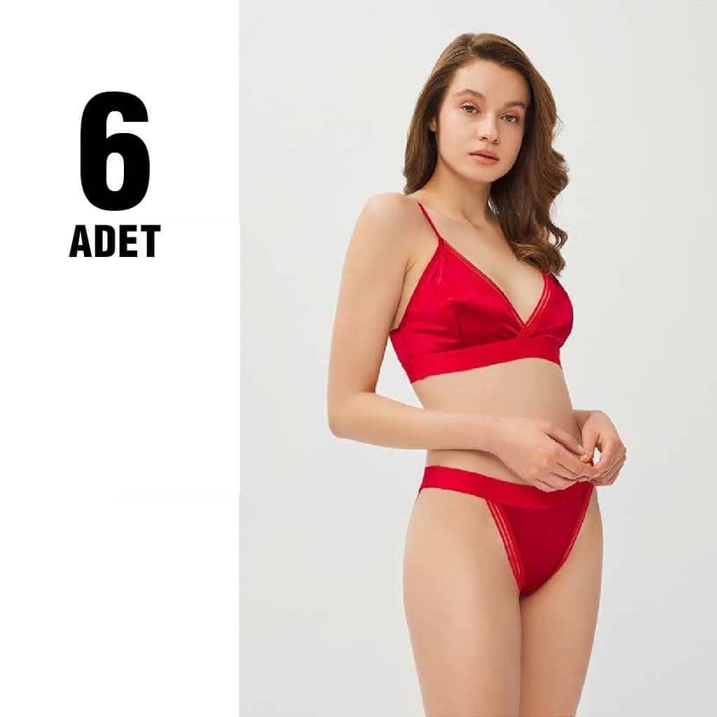 Cansoy 321 Kırmızı Balensiz Desteksiz Kadife Sütyen Takım