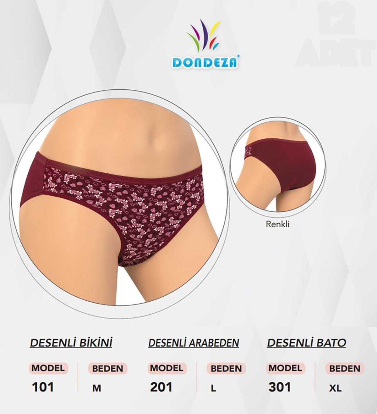 Dondeza 201 Desenli L Beden Bayan Külot