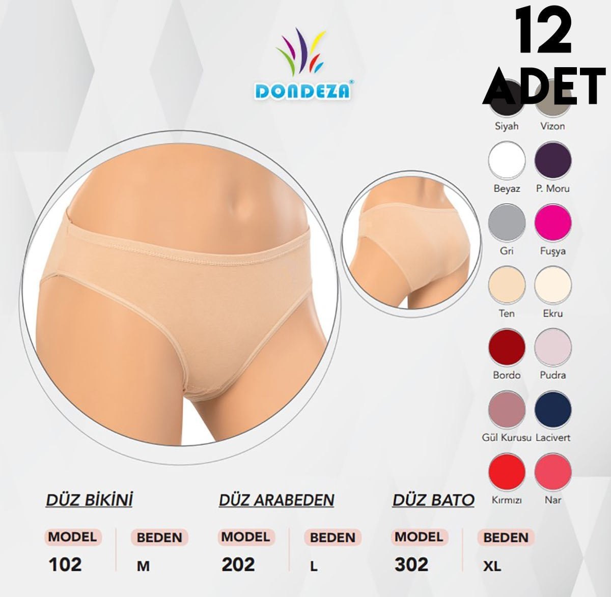 Dondeza 202 Düz Renk Bayan L Beden Külot