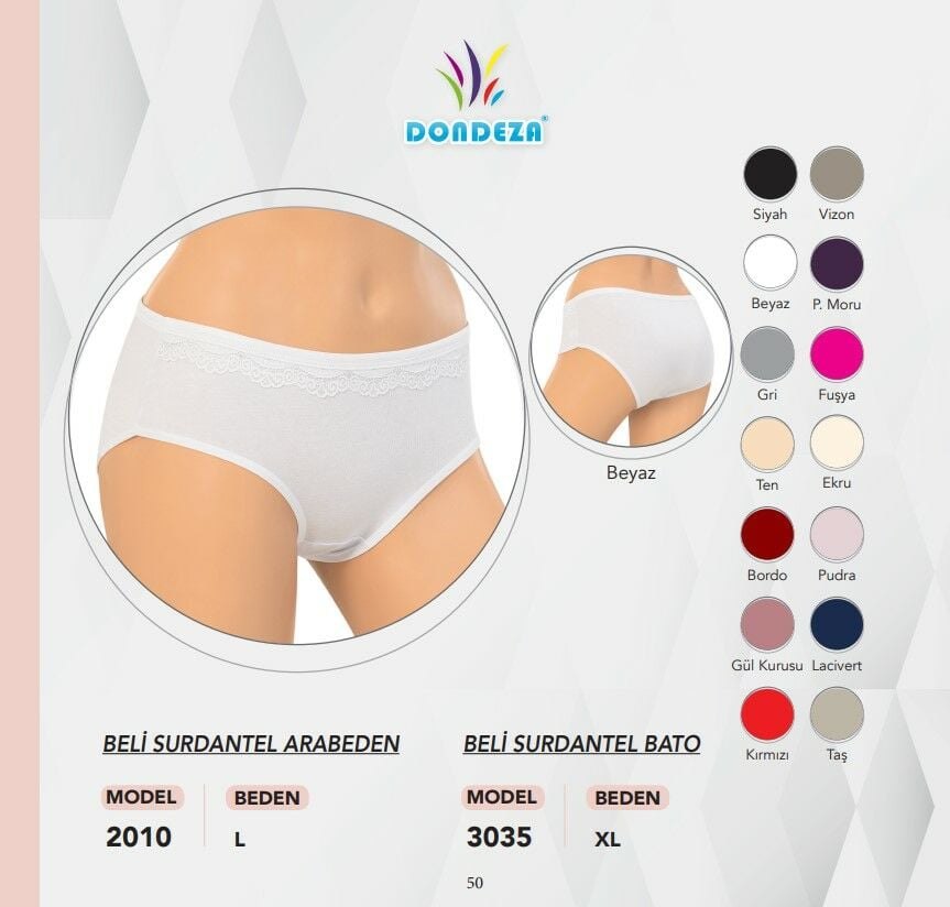 Dondeza 3035 Beli Sur Dantel XL Beden Bayan Külot