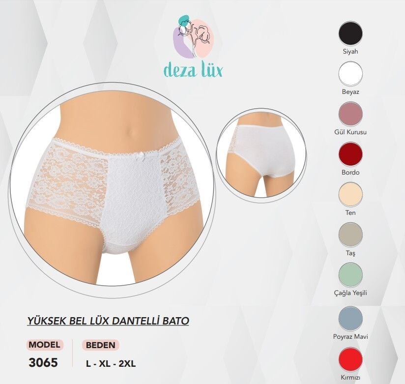 Dondeza 3065 (L-XL-XXL) Lüx Dantel Yüksek Bel Bayan Bato