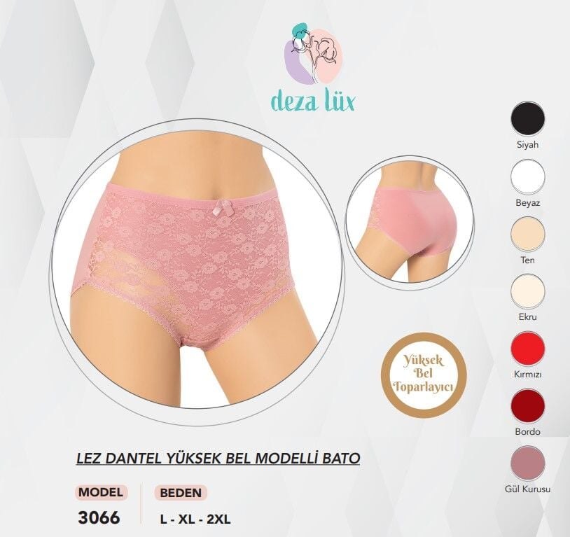 Dondeza 3066 (L-XL-XXL) Lez Dantel Yüksek Bel Bayan Bato