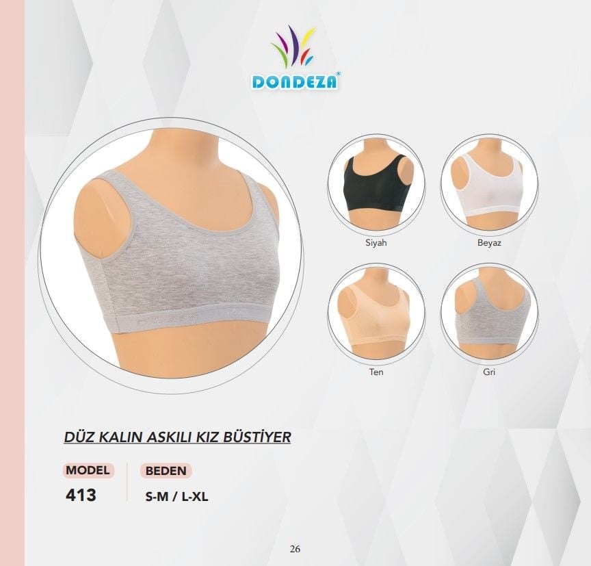 Dondeza 413 Düz Kalın Askılı Kız Çocuk Bustiyer
