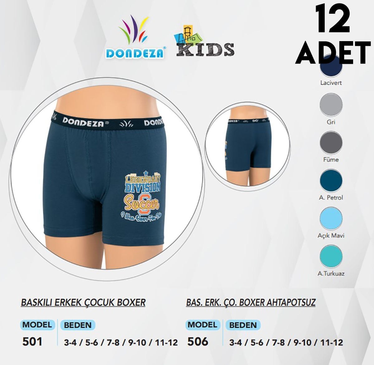 Dondeza 506 Baskılı Erkek Çocuk Boxer