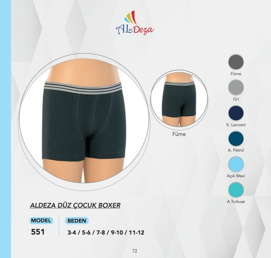 Aldeza 551 Düz Erkek Çocuk Boxer