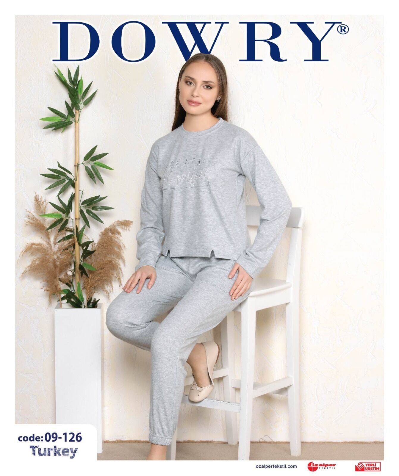Dowry 09-126 (S-M-L-XL) Uzun Kollu Bayan Pijama Takımı