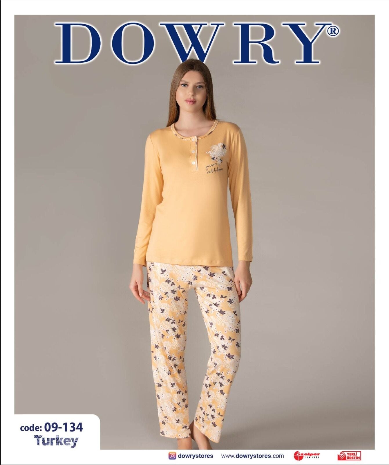 Dowry 09-134 (S-M-L-XL) Uzun Kollu Bayan Pijama Takımı