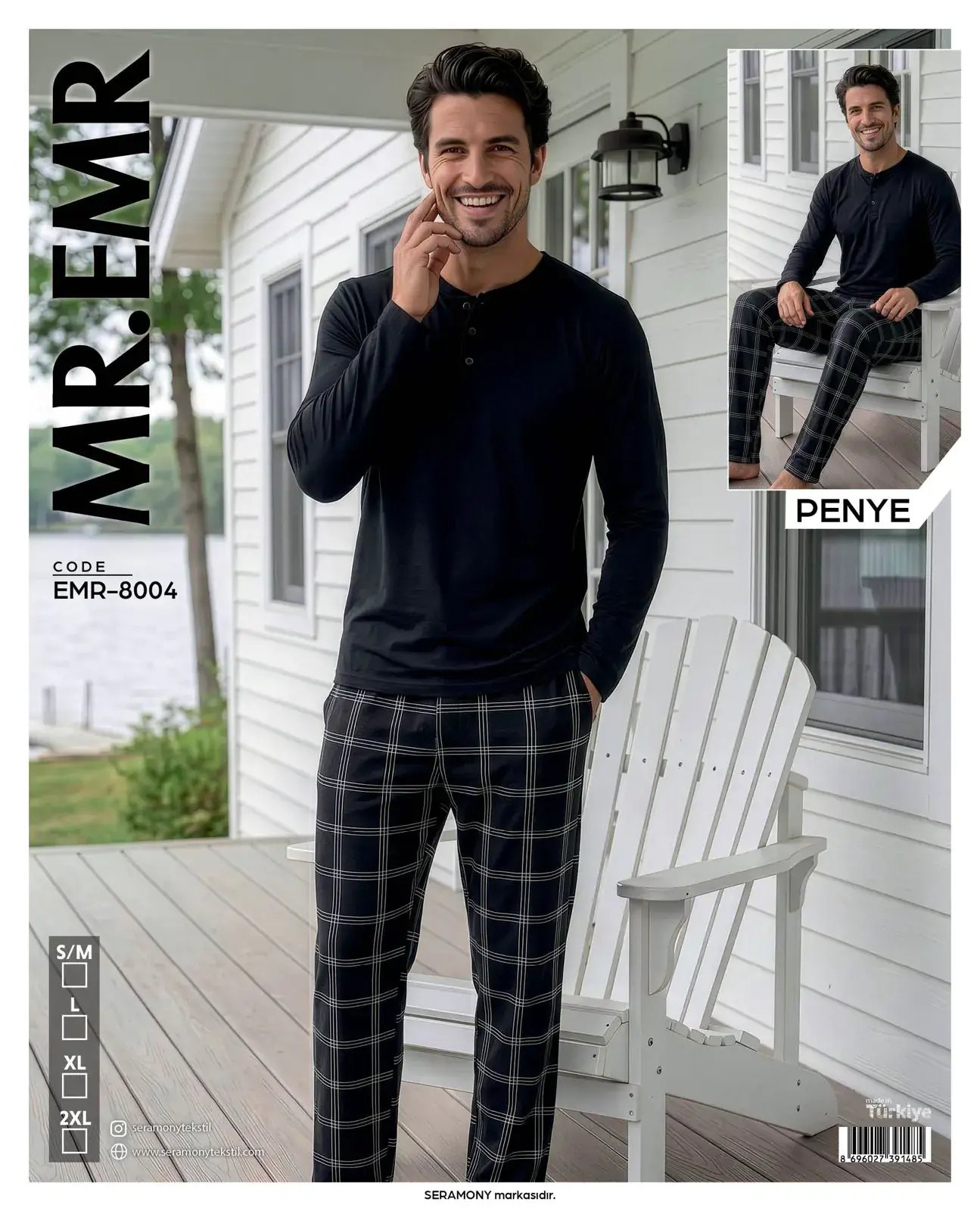 MR-EMR 8004 (M-L-XL-XXL) Penye Uzun Kollu Erkek Pijama Takımı