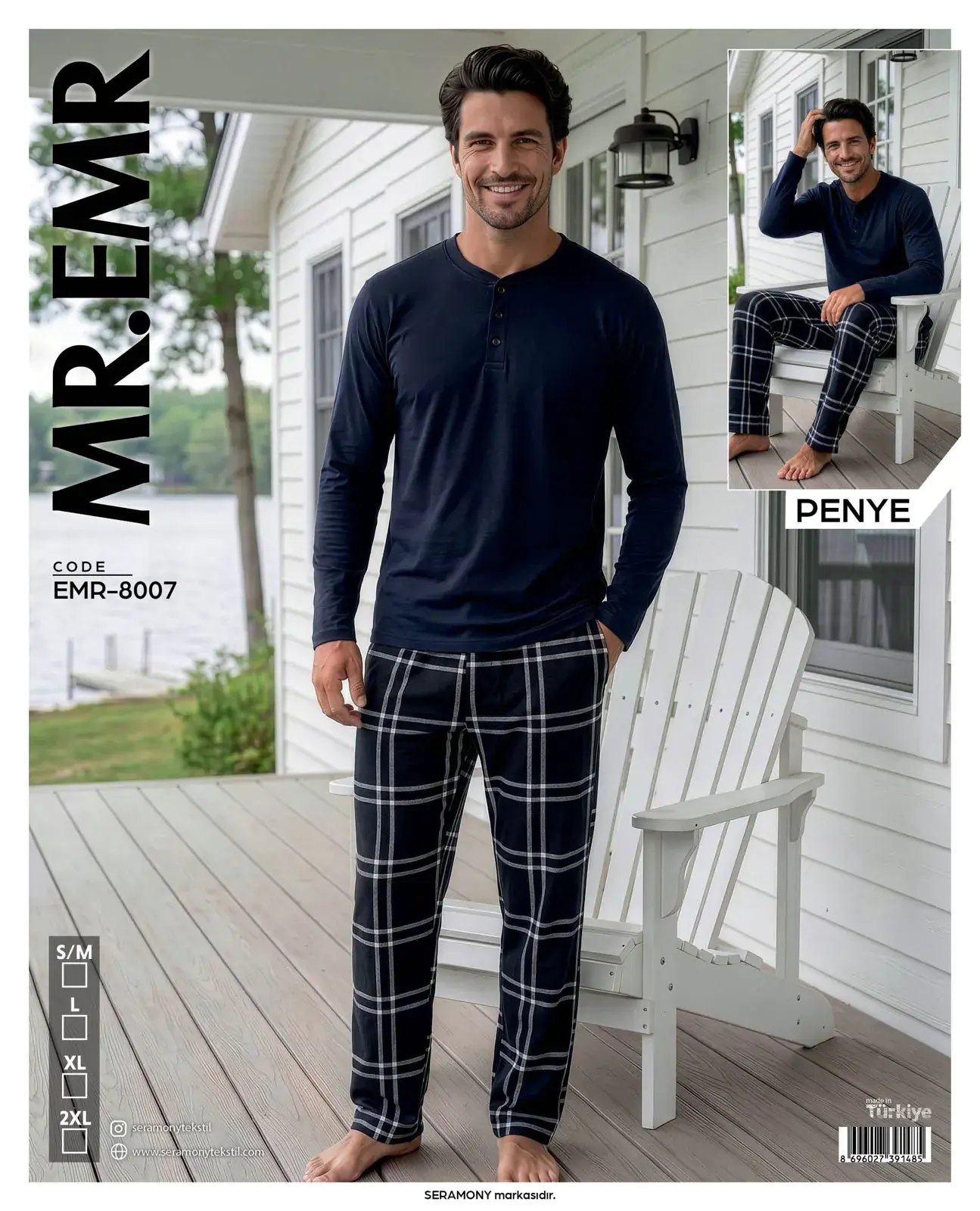 MR-EMR 8007 (M-L-XL-XXL) Penye Uzun Kollu Erkek Pijama Takımı