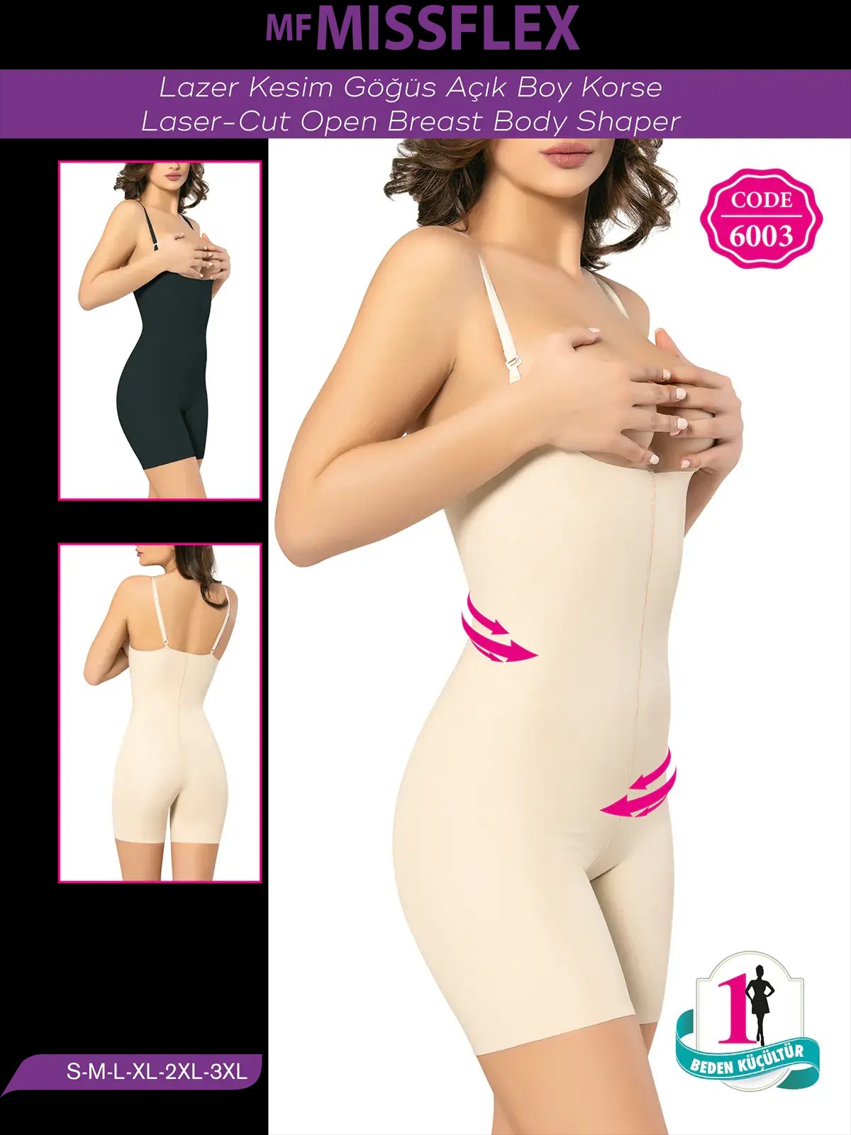 MF MISS FLEX 6003 Lazer Kesim Askılı Göğüs Altı Paçalı Korse