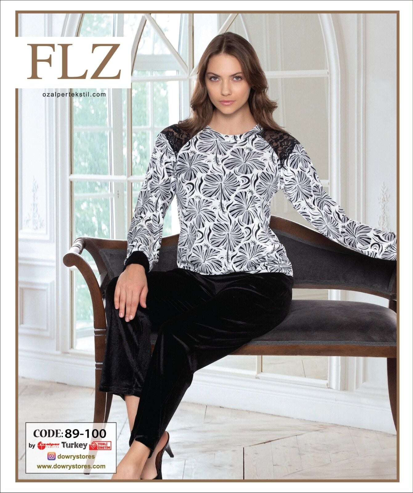 FLZ 89-100 (S-M-L-XL) Uzun Kollu Bayan Pijama Takımı