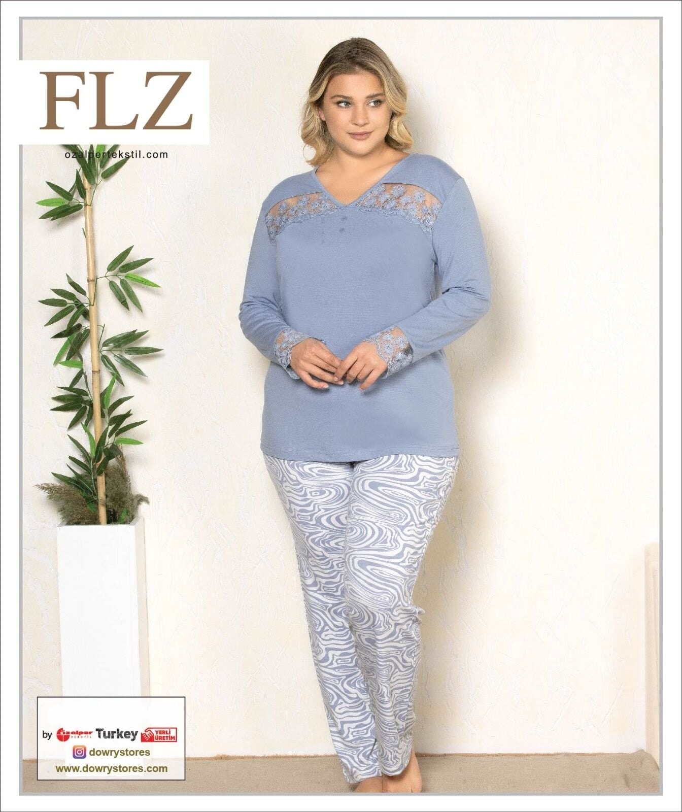 Flz B89-60 (2XL-3XL-4XL-5XL) Uzun Kollu Bayan Pijama Takımı