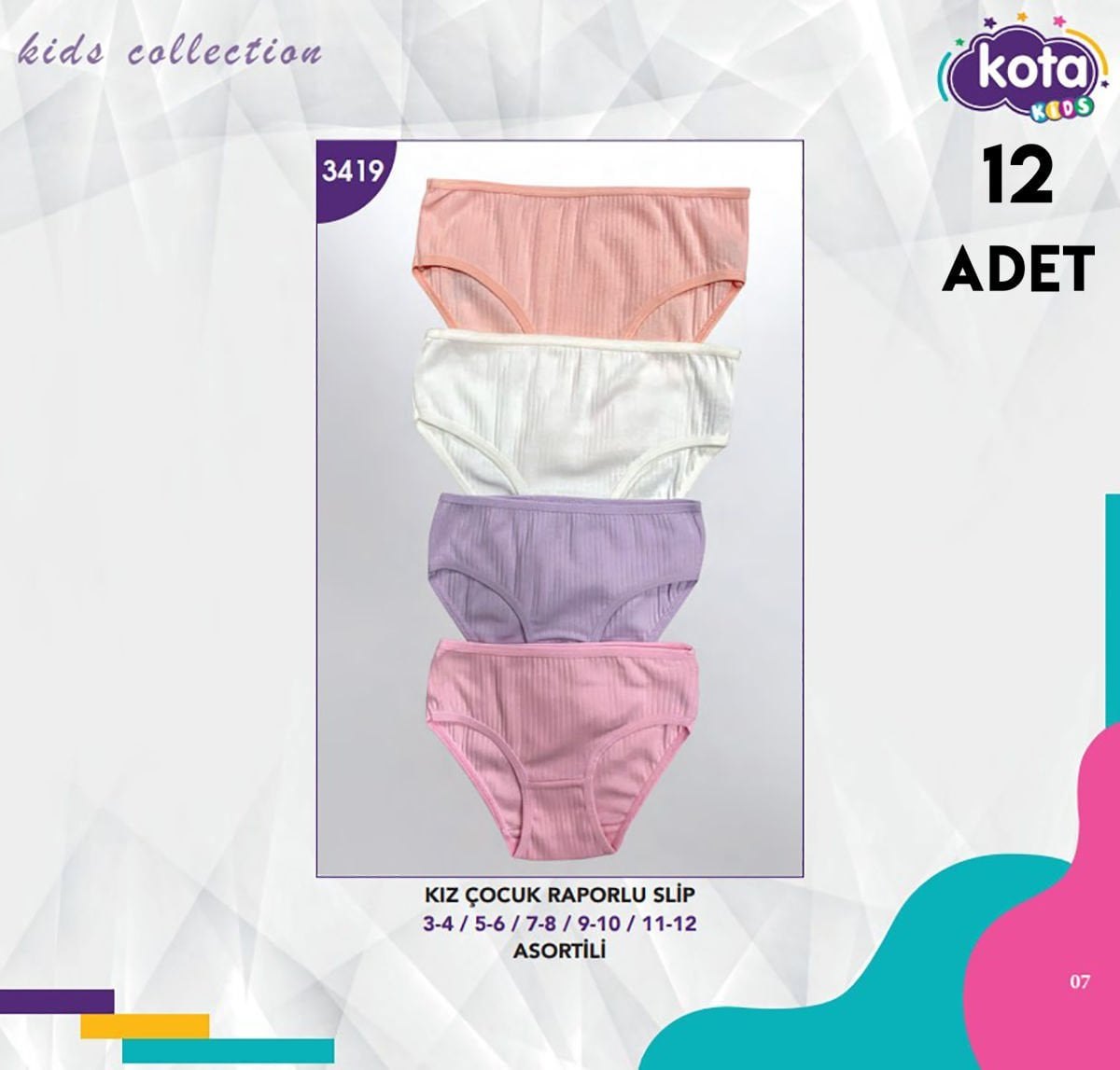 Kota 3419 Kız Çocuk Raporlu Ribana Külot