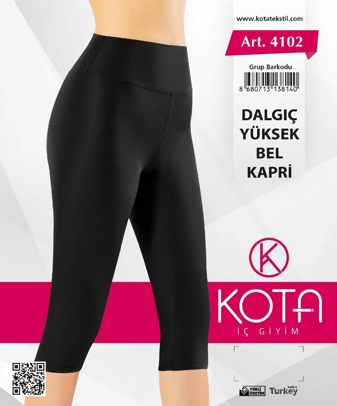 Kota 4102 Bayan Yüksek Bel Dalgıç Kapri Tayt