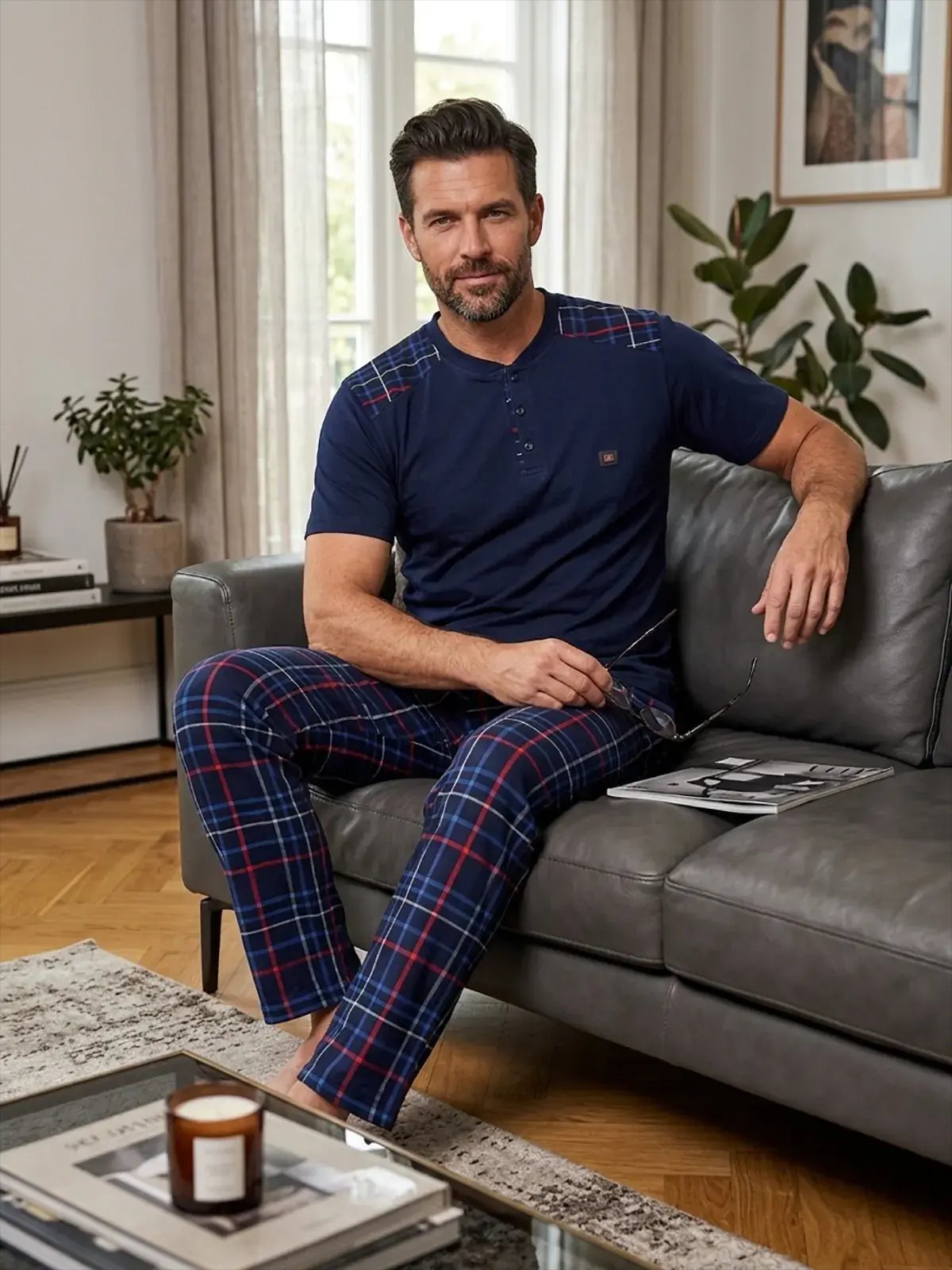 Kapitex 5908 (M-L-XL-XXL) Erkek Kısa Kol Pijama Takım