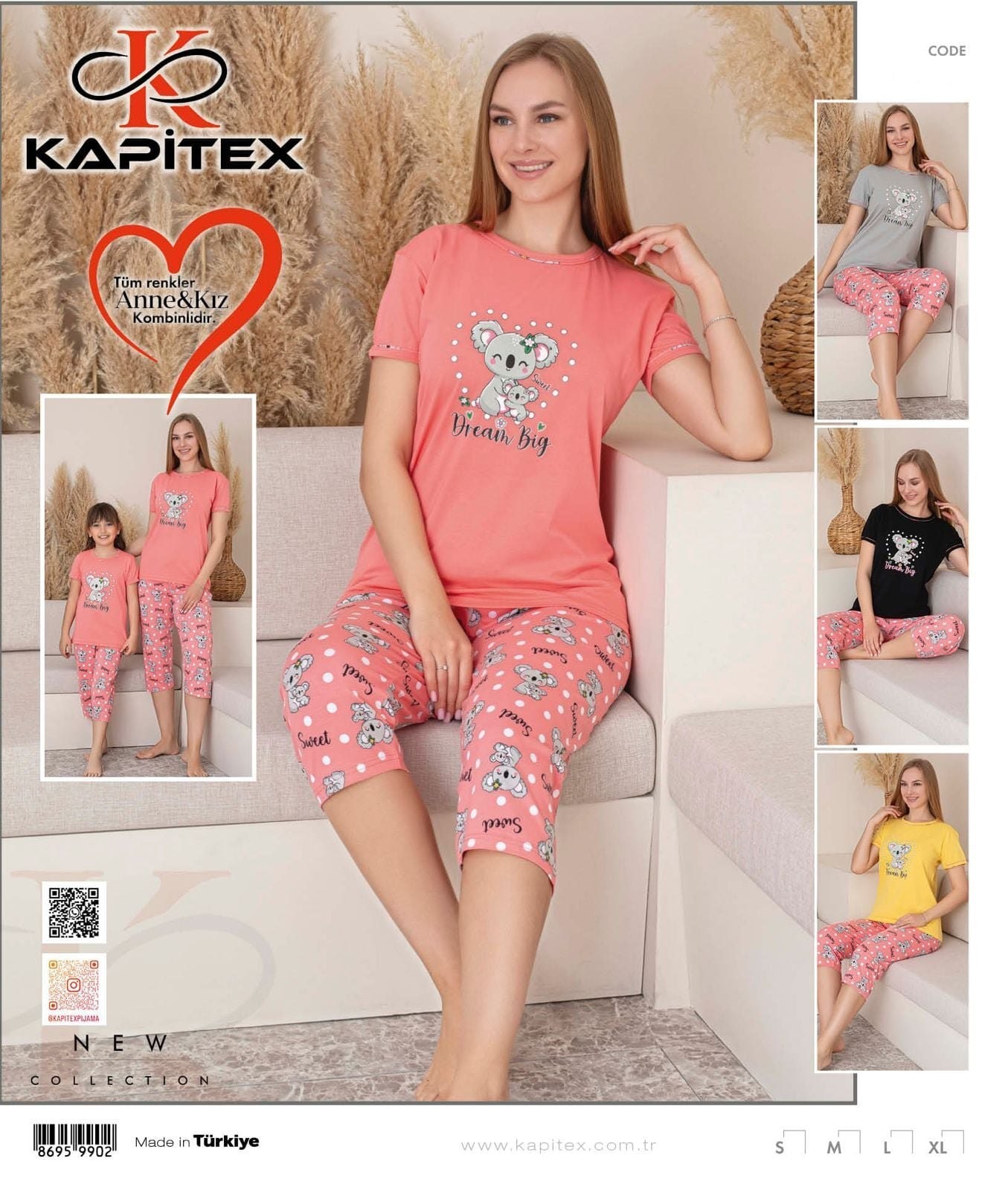 Kapitex 5990 Kısa Kol Kapri Bayan Pijama Takım